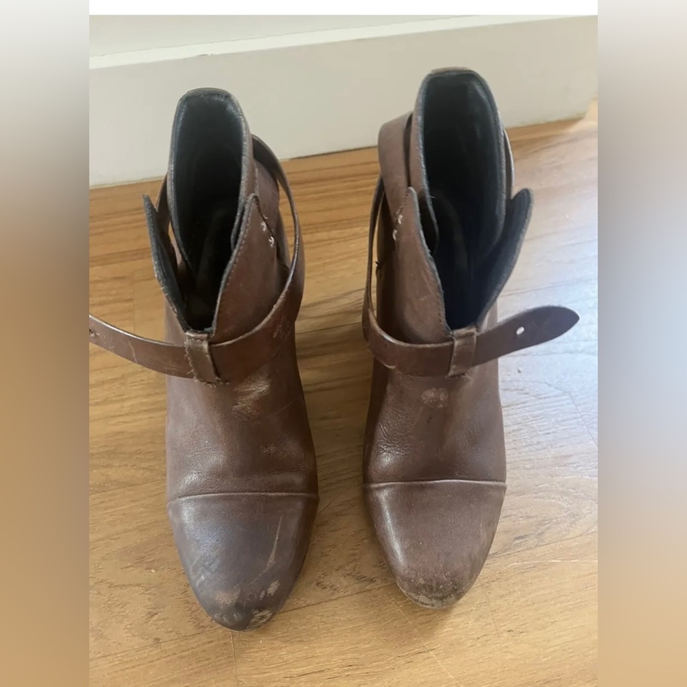 RAG & BONE Women's Harrow Ankle Boots Brown Leather Size 38.5 / 8.5 Booties